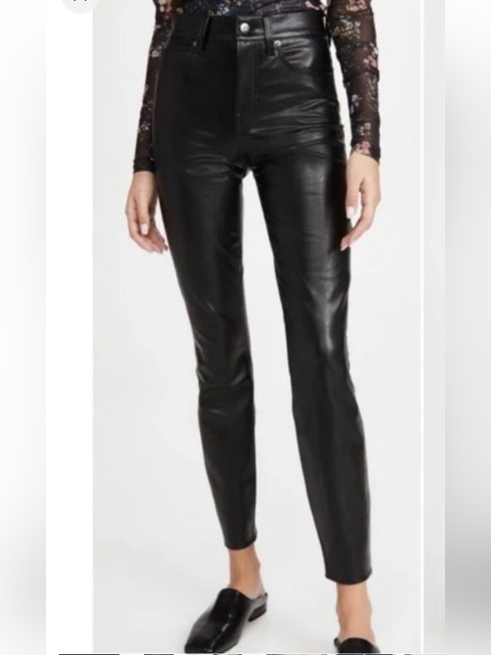 Veronica Beard Debbie Ankle Skinny Pants 29 Black Stretch Faux Leather High Rise